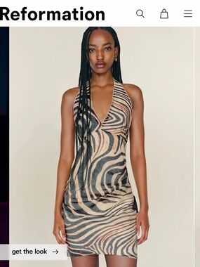 Reformation LoloZebra-Print Halter Mini Dress